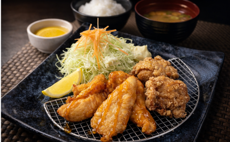 鶏もも肉の唐揚げ膳